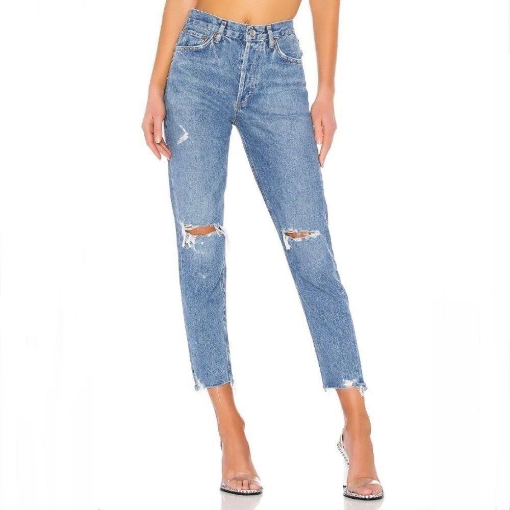 Agolde x Revolve Jamie Feel Good Distressed Straight Leg Jeans Size 25